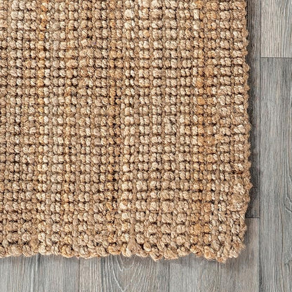 nuLOOM Ashli Solid Farmhouse Jute Area Rug, 5x8, Natural