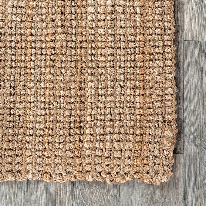 nuLOOM Ashli Solid Farmhouse Jute Runner Rug, 2' 6" x 8', Natural