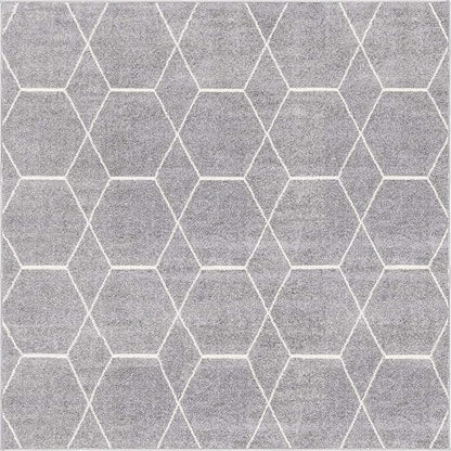 Unique Loom Trellis Frieze Collection Area Rug - Geometric (7' 10" Square, Light Gray/ Ivory)