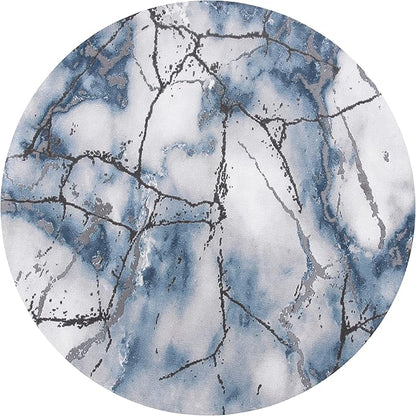 SAFAVIEH Craft Collection 4' Round Grey/Blue CFT877L Modern Abstract Non-Shedding Dining Room Entryway Foyer Living Room Bedroom Area Rug