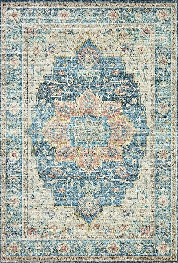 Loloi II Skye Collection SKY-12 Ocean/Multi 3'-6" x 5'-6" Accent Rug