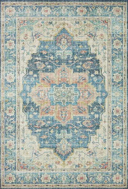 Loloi II Skye Collection SKY-12 Ocean/Multi 3'-6" x 5'-6" Accent Rug