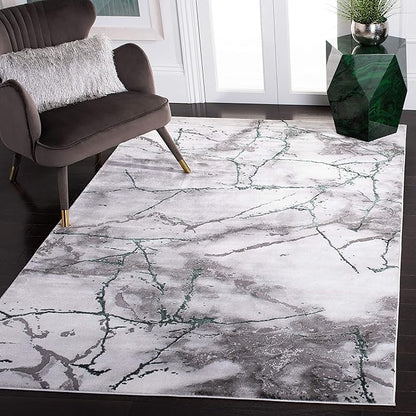 SAFAVIEH Craft Collection Area Rug - 9' x 12', Grey & Green, Modern Abstract Design, Non-Shedding & Easy Care, Ideal for High Traffic Areas in Living Room, Bedroom (CFT877Y)