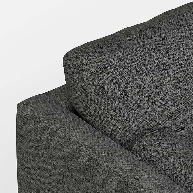 SIMPLIHOME Morrison 89-inch Wide Sofa in Charcoal Grey Woven-Blend Fabric, Handcrafted Mid-Century Modern Couch for Living Room or Family Room, Single Bench Cushion, Bolster Pillows