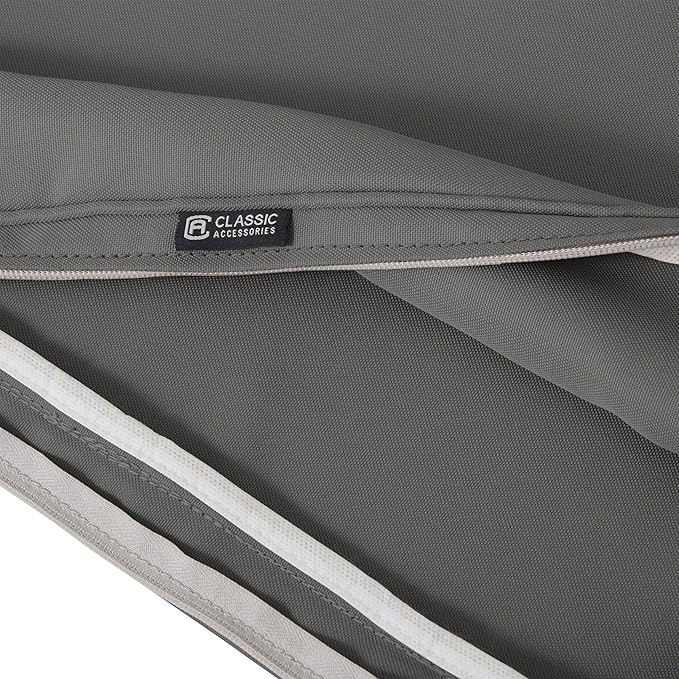 Classic Accessories Montlake Water-Resistant 25 x 25 x 5 Inch Square Outdoor Seat Cushion, Patio Furniture Chair Cushion, Light Charcoal Grey, Outdoor Cushion Cover