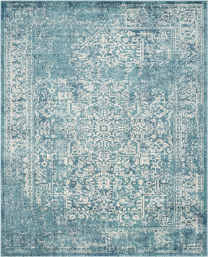 SAFAVIEH Evoke Collection 11' x 15' Blue/Ivory EVK256C Oriental Distressed Non-Shedding Living Room Bedroom Dining Home Office Area Rug