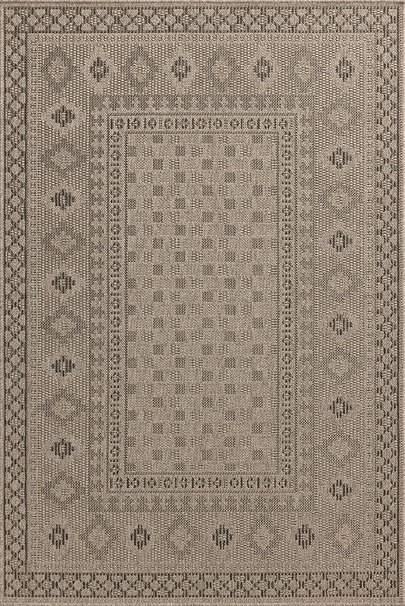 Loloi Chris Loves Julia Providence Collection PRC-07 Dove/Charcoal 7'-6" x 7'-6", .12" Pile Height, Indoor/Outdoor Round Area Rug