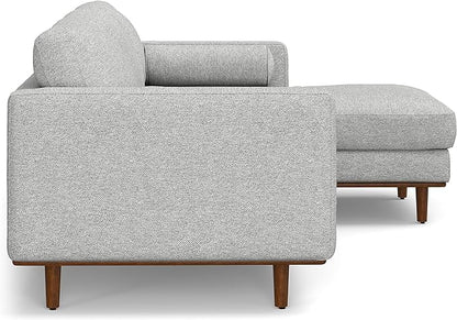 SIMPLIHOME Morrison Right Sectional Sofa in Woven-Blend Recycled Polyester Fabric, Mist Grey, 102-inches Wide, L-Shaped Couch with Right Chaise for the Living Room and Family Room