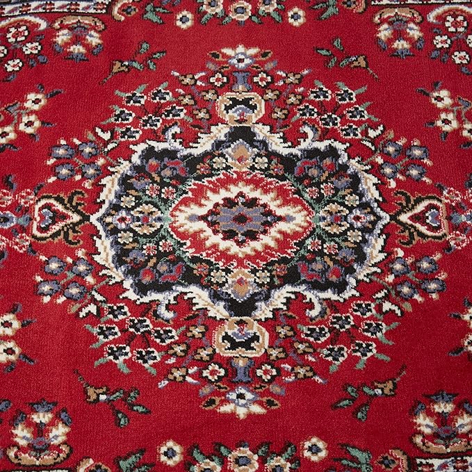 Home Dynamix Premium Sakarya Traditional Medallion Border Area Rug, Claret, 5'2"x7'4" Rectangle