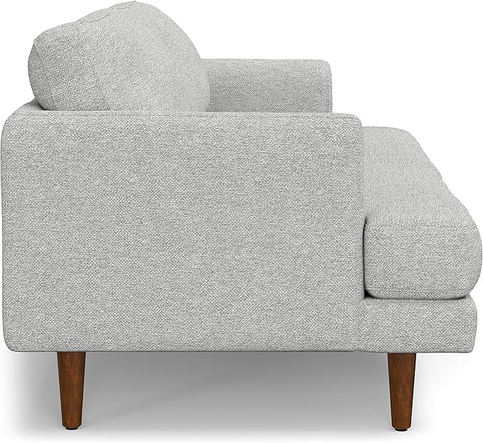 SIMPLIHOME Livingston 76-inch Wide Sofa in Mist Grey Woven-Blend Fabric, Handcrafted Loveseat Couch for Living Room or Family Room, Mid-Century Modern Style, Solid Wood Frame