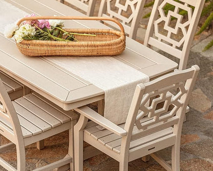 Martha Stewart by POLYWOOD Chinoiserie Outdoor Dining Side Chair, Black, Durable HDPE All-Weather, Comfortable Patio Seating with Latticework Back, Backyard, Garden Furniture, Made in The USA
