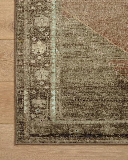Loloi Magnolia Home by Joanna Gaines Sinclair Collection SIN-06 Clay/Tobacco 2'-0" x 5'-0", .25" Pile Height, Machine Washable, Accent Rug
