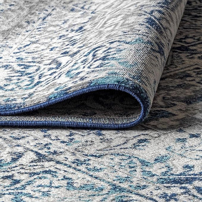 JONATHAN Y Modern Vintage Medallion Navy/Light Gray Indoor Area Rug, 3x5, Country, Floral, Easy-Cleaning for Living Room, Bedroom, Kitchen, Pet Friendly, Non-Shedding (MDP100B-3)