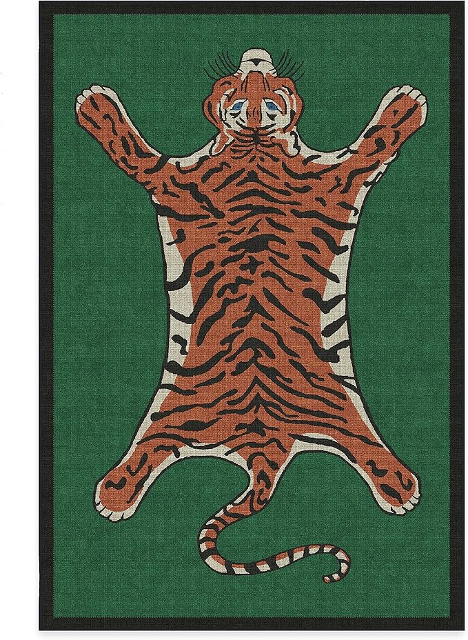 RUGGABLE x Jonathan Adler Washable Modern Area Rug – Tiger Emerald 6x9, Stain-Resistant, Non-Slip – Medium Machine Washable Rugs for Living Room, Bedroom, Hallway, Entryway & Office–with Standard Pad