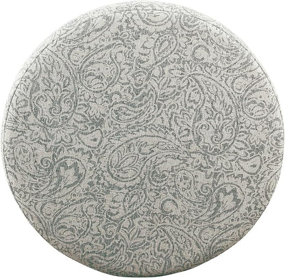 HomePop Home Decor | Upholstered Round Storage Ottoman | Ottoman with Storage for Living Room & Bedroom, Light Gray Floral Large