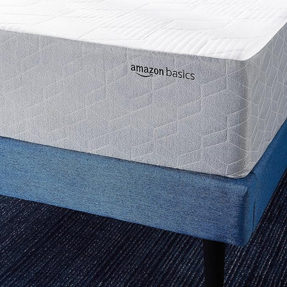 Amazon Basics Memory Foam Mattress, Medium Firm, Cooling Gel, Twin Size Mattress, CertiPUR-US® Certified Foam, 75 x 39 x 10 inches, White/Gray