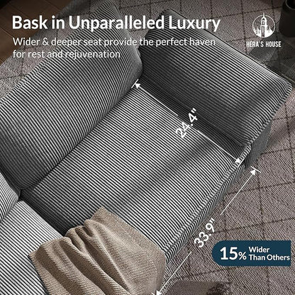 HERA'S HOUSE 88" Modular Sectional Sofa, Loveseat Couches for Living Room, Comfy Cloud Couch 2-Seater Deep Seat Sofa with Throw Pillow, Corduroy Grey