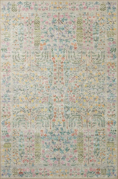 Loloi Rifle Paper Co. Maison Collection MAO-07 Khaki 3'-0" x 3'-0" Round, .19" Pile Height, Accent Rug
