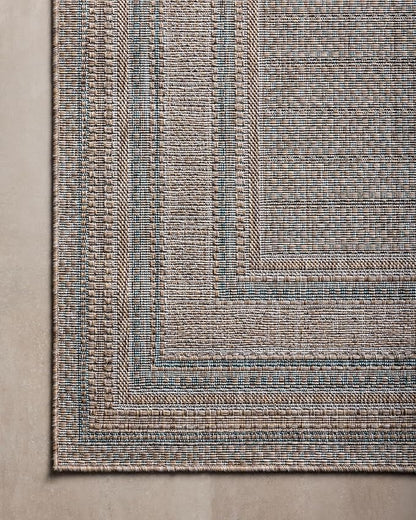 Loloi Amber Lewis Topanga Collection TOP-05 Natural/Teal 3'-11" x 5'-11" Indoor/Outdoor Accent Rug