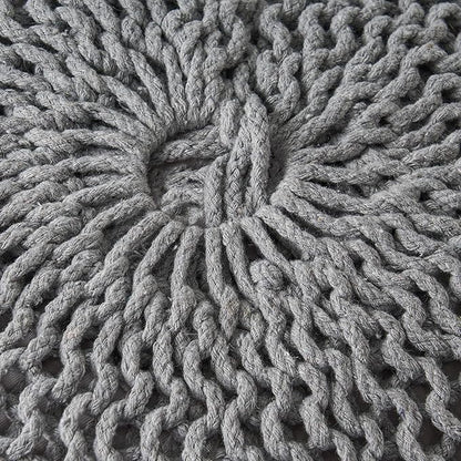 Christopher Knight Home Morven Knitted Round Pouf - Cotton - Gray