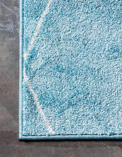Unique Loom Trellis Frieze Collection Area Rug - Geometric (4' 1" x 6' 1", Light Blue/ Ivory)