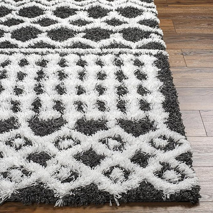 Livabliss Hapsburg Moroccan Shag Area Rug,9'3" x 12',Black/White