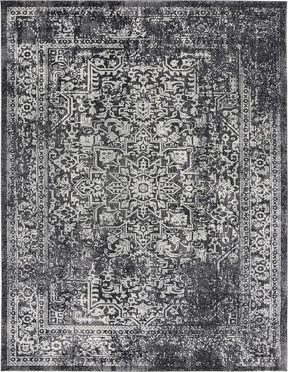 SAFAVIEH Evoke Collection 11' x 15' Black / Grey EVK256R Oriental Distressed Non-Shedding Living Room Bedroom Dining Home Office Area Rug