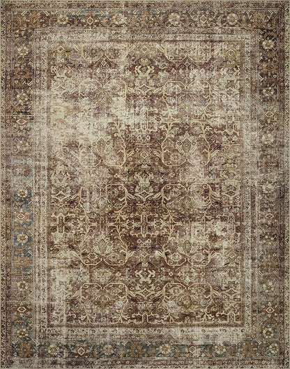 Loloi Magnolia Home by Joanna Gaines Sinclair Collection SIN-01 Rust/Lagoon 3'-6" x 5'-6", .25" Pile Height, Machine Washable, Accent Rug