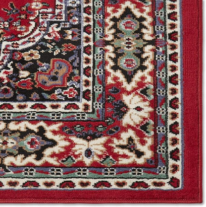 Home Dynamix Premium Sakarya Traditional Medallion Border Area Rug, Claret, 5'2"x7'4" Rectangle