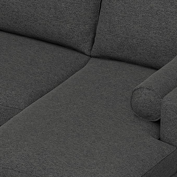 SIMPLIHOME Morrison Right Sectional Sofa in Woven-Blend Recycled Polyester Fabric, Charcoal Grey, 102-inches Wide, L-Shaped Couch with Right Chaise for the Living Room and Family Room