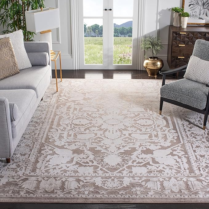 SAFAVIEH Area Rug 8x10 - Reflection Collection - Large - Beige & Cream, Non-Shedding & Easy Cleaning, Ideal for Living Room, Bedroom, Dining Space (RFT665A)