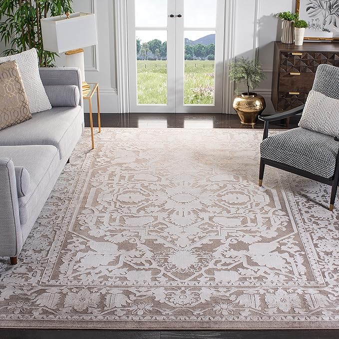 SAFAVIEH Area Rug 11x15 - Reflection Collection - Large - Beige & Cream, Non-Shedding & Easy Cleaning, Ideal for Living Room, Bedroom, Dining Space (RFT665A)