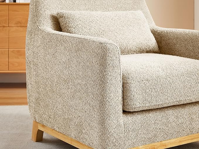 VANOMi Accent Chairs for Living Room, Sherpa Oversize Accent Chair with Thick Cushion 31 Inch Comfy Chair for Bedroom, Apartment, Light Camel