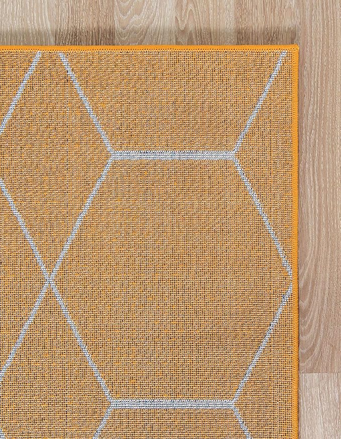 Unique Loom Trellis Frieze Collection Area Rug - Geometric (8' x 11', Orange/ Ivory)