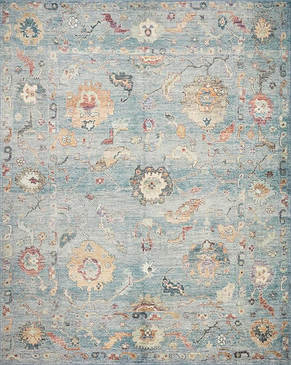Loloi Margot Collection MAT-06 Denim/Multi 2'-6" x 9'-6" Runner Rug feat. CloudPile, No-Shed Easy Clean Large Patterned Area Rug for Living Room, Bedroom, Dining Area