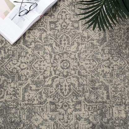 SAFAVIEH Evoke Collection 2'2" x 7' Silver / Ivory EVK256S Oriental Distressed Non-Shedding Living Room Entryway Foyer Hallway Bedroom Runner Rug