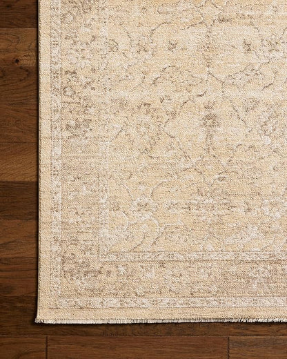 Loloi Chris Loves Julia Palma Collection PLM-10 Wheat/Bark 7'-10" x 10' Fringe Area Rug Vintage Style Boho Living Room Bedroom Carpet