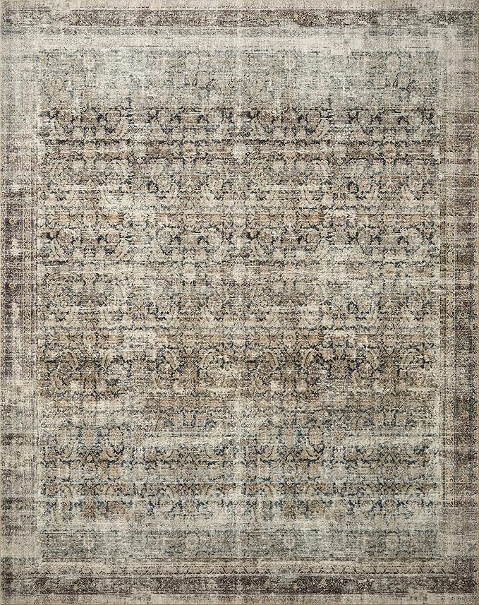 Loloi Amber Lewis Morgan Collection MOG-02 Navy/Sand 2'-0" x 5'-0" Accent Rug, Neutral Area Rug for Room Décor, Vintage Rug Inspired, Soft Area Rug for Living Room, Bedroom, Dining Area
