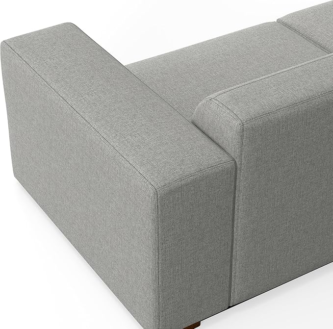 SIMPLIHOME Rex Left-Facing Modular Sectional Sofa in 100% Recycled Polyester Tightly Woven Performance Fabric, Pale Grey, 102-inches Wide, 4-Seater L-Shaped Couch with Left Chaise for Living Room