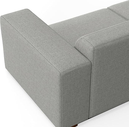 SIMPLIHOME Rex Left-Facing Modular Sectional Sofa in 100% Recycled Polyester Tightly Woven Performance Fabric, Pale Grey, 102-inches Wide, 4-Seater L-Shaped Couch with Left Chaise for Living Room