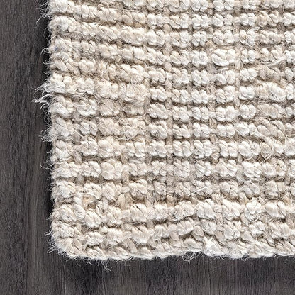 nuLOOM Ashli Solid Farmhouse Jute Area Rug, 3x5, Off-white