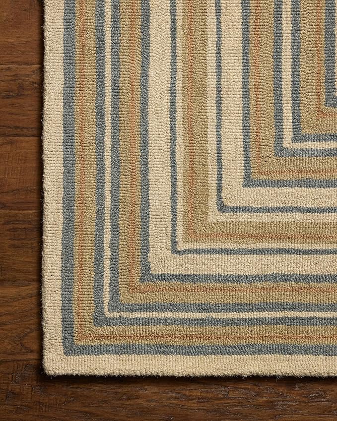 Loloi Chris Loves Julia Alfie Collection ALF-05 Natural/Multi 2'-6" x 7'-6" Runner Rug Wool Neutral Living Bedroom Dining Carpet