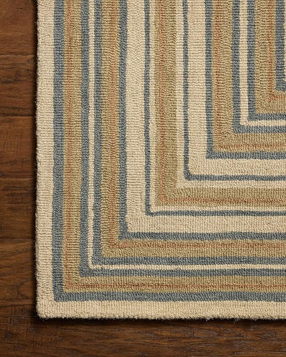 Loloi Chris Loves Julia Alfie Collection ALF-05 Natural/Multi 2'-6" x 7'-6" Runner Rug Wool Neutral Living Bedroom Dining Carpet