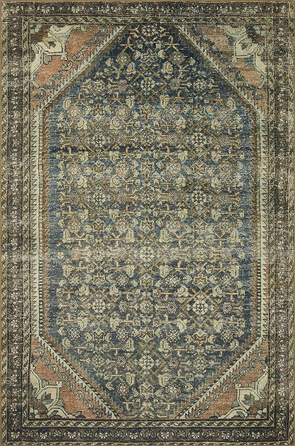 Loloi Magnolia Home by Joanna Gaines Banks Collection BAN-02 Denim/Clay 5'-0" x 7'-6", .13" Pile Height, Machine Washable, Area Rug