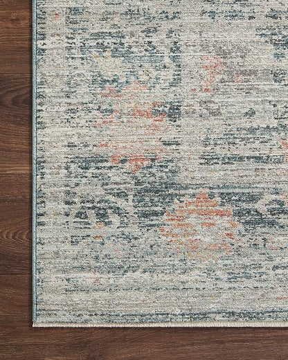 Loloi Magnolia Home by Joanna Gaines Millie Collection MIE-01 Blue/Multi 9'-6" x 9'-6", .25" Pile Height, Round Area Rug