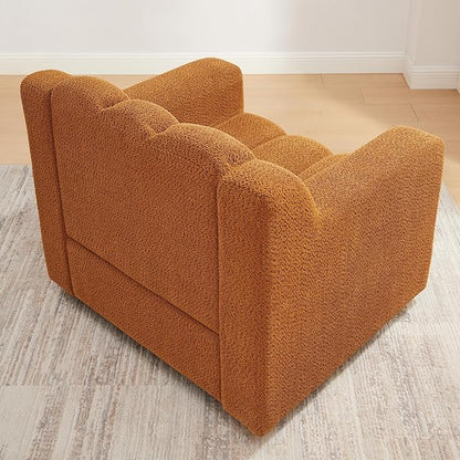 VANOMi Oversized Accent Chair, Modern Living Room Chairs, Comfy Boucle Fabric Upholstered Armchair for Bedroom, Office, Waiting Room (Curry)