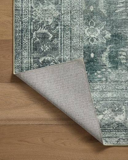 Loloi Magnolia Home by Joanna Gaines Banks Collection BAN-03 Blue/Lagoon 5'-0" x 7'-6", .13" Pile Height, Machine Washable, Area Rug