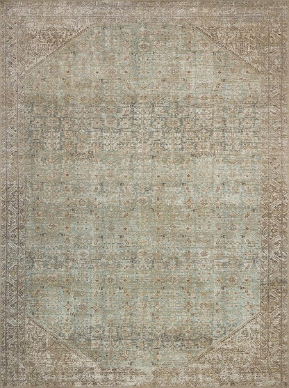 Loloi Amber Lewis Cambria Collection CBR-05 Aqua/Natural 6'-0" x 9'-0" Area Rug Jute, Neutral, Vintage Style, Antique Tone, Living, Bedroom, Dining, Carpet