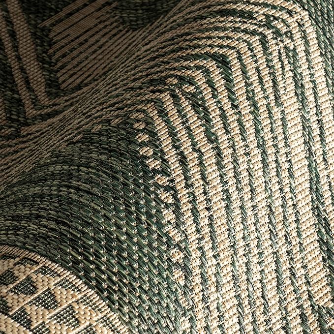 nuLOOM 8' x 10' Outdoor Tribal Geometric Area Rug, Stain Resistant, Weather Resistant, High Traffic, Patio, Balcony, Outside, Ranya Green