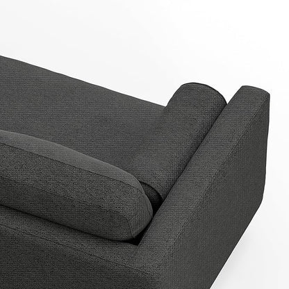 SIMPLIHOME Morrison 89-inch Wide Sofa in Charcoal Grey Woven-Blend Fabric, Handcrafted Mid-Century Modern Couch for Living Room or Family Room, Single Bench Cushion, Bolster Pillows